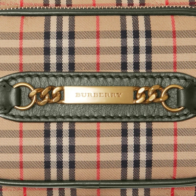 Shop Burberry The 1983 Check Link Camera Bag In Dark Forest Green
