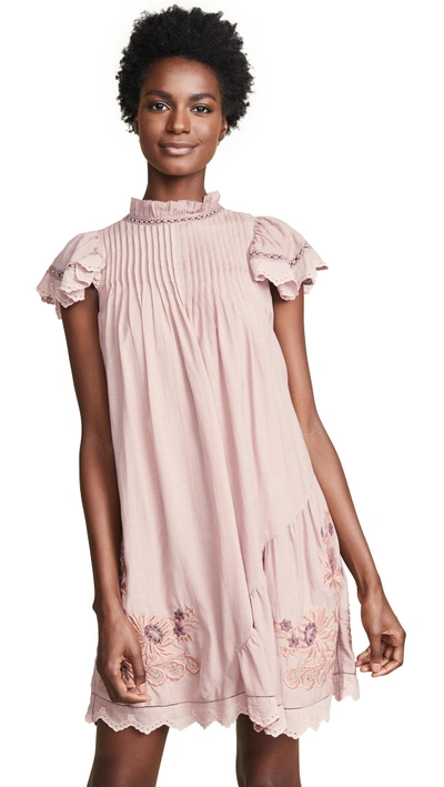Shop Sea Greta Sleeveless Pintuck Tunic Dress In Blush