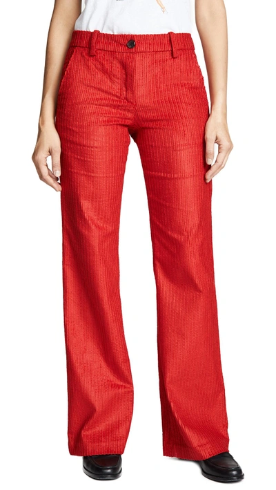 Shop Ei8htdreams Corduroy Wide Flare Trousers In Red