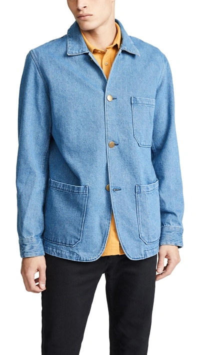 Shop Portuguese Flannel Pinheiro Shirt Jacket In Blue