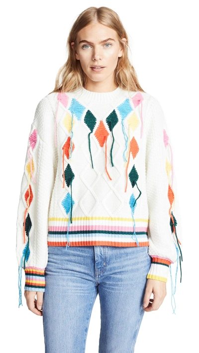 Shop Mira Mikati Cable Knit Sweater In Off White