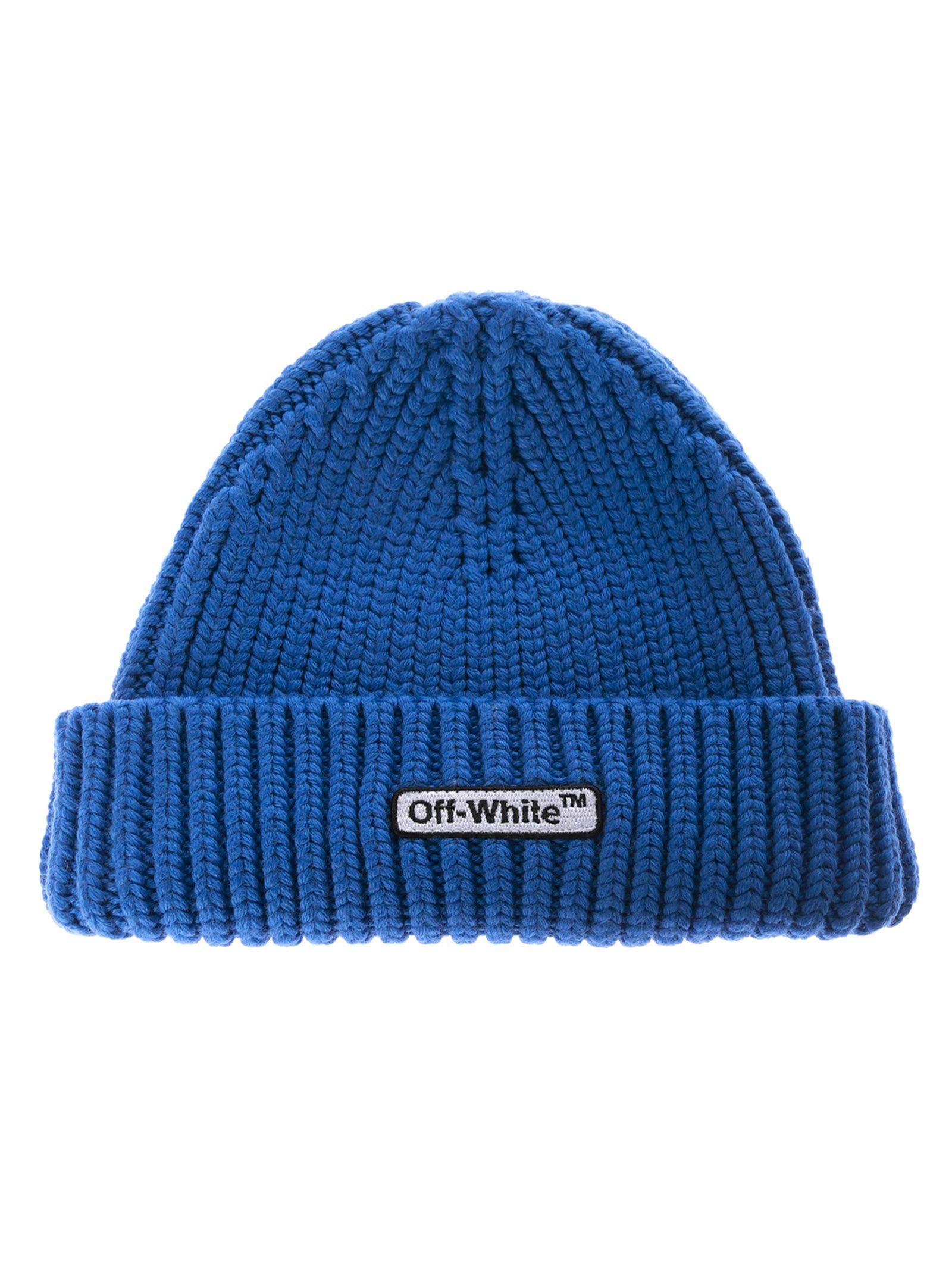 off white beanie blue