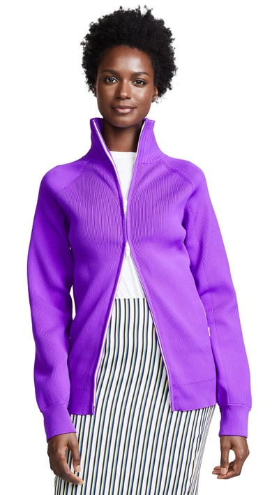 Shop Tibi Track Zip Cardigan In Purple