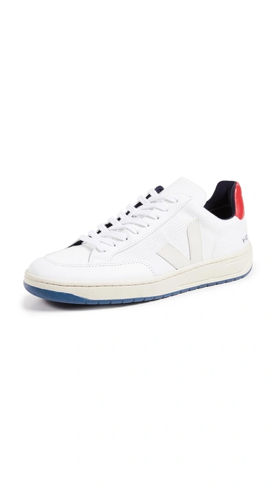 Shop Veja V-12 Bastille B-mesh Sneakers In White/nautico