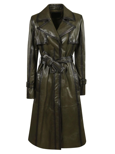 Shop Drome Airbrushed Nappa Trench In Green