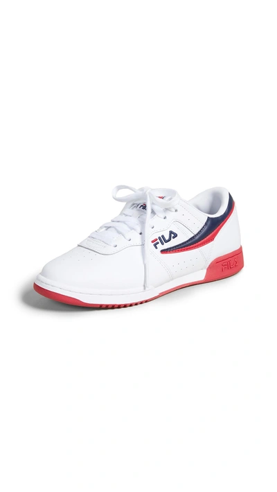 Shop Fila Original Fitness Sneakers In White/ Red/ Navy