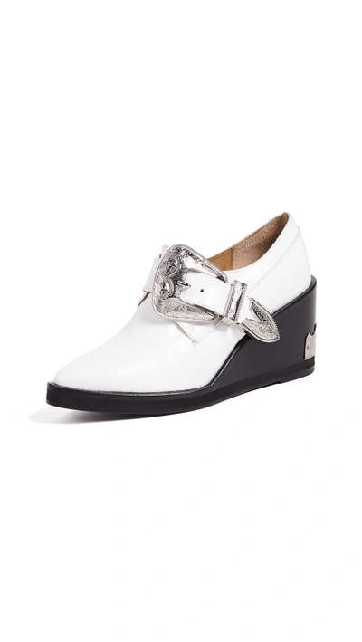 Shop Toga Buckled Oxford Wedge In White