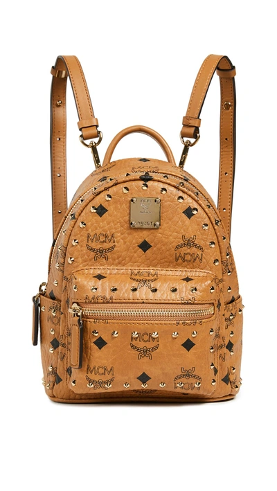 Shop Mcm Mini Stark Studs Backpack In Cognac