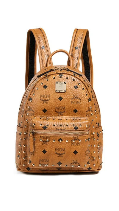 Shop Mcm Mini Stark Studs Backpack In Cognac