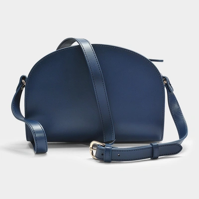 Shop Apc A.p.c. | Demi-lune Bag In Navy Calfskin