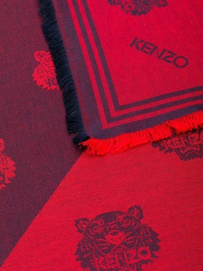 Shop Kenzo Tiger Print Scarf - Red