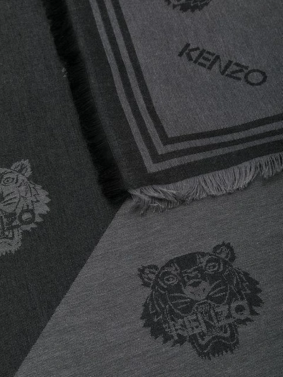 Shop Kenzo Tiger Print Scarf In 99 Black