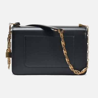 Shop Versace Medium Icon Shoulder Bag In Black Calfskin