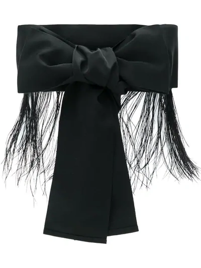 Shop Sara Roka Tied Feathery Belt - Black