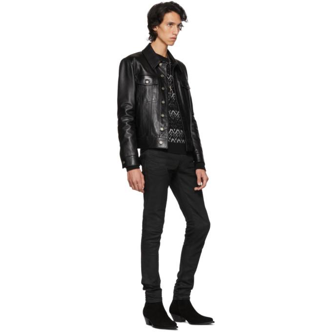 saint laurent leather trucker jacket