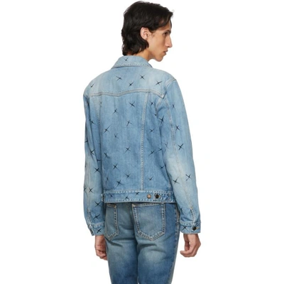 Shop Saint Laurent Blue X-detail Denim Jacket In 4326 Blue