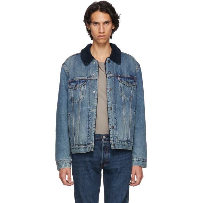 levis sherpa jacket indigo