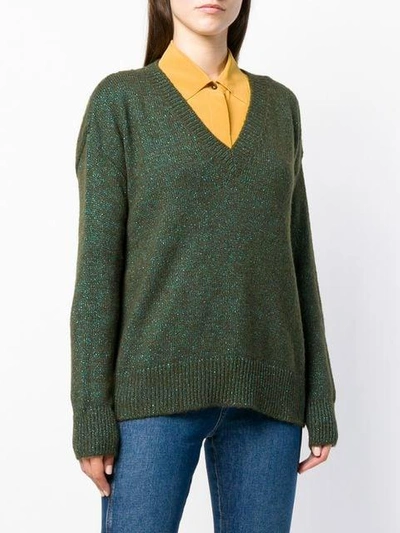 Shop Etro Glitter V-neck Jumper - Green