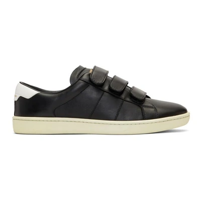 Shop Saint Laurent Black Court Classic Strap Sneakers In 1090 Black