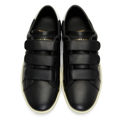 Shop Saint Laurent Black Court Classic Strap Sneakers In 1090 Black