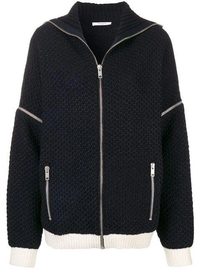 Shop Givenchy Zipped Cardigan In Blue