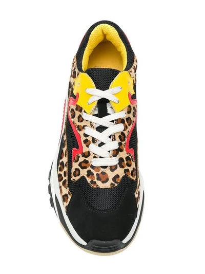 Shop Ash Leopard Lace-up Sneakers - Black