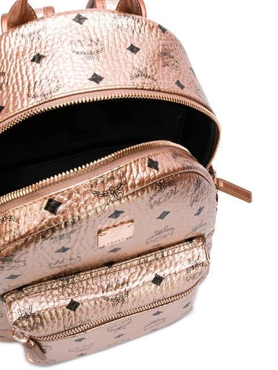 Shop Mcm Logo Print Backpack In Metallic