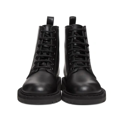 Shop Valentino Black  Garavani Vltn Lace-up Boots In 0ni Bl/wh