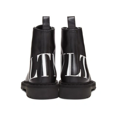 Shop Valentino Black  Garavani Vltn Lace-up Boots In 0ni Bl/wh