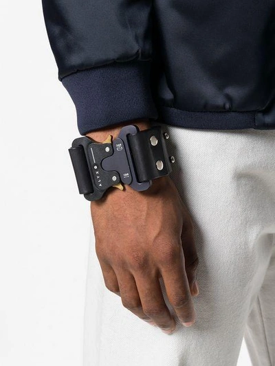 Shop Alyx Leather Maxi Bracelet In Black