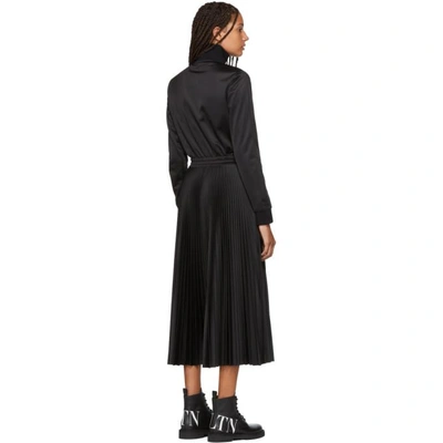 Shop Valentino Black Logo Jersey Dress In 0ni Bl/wh