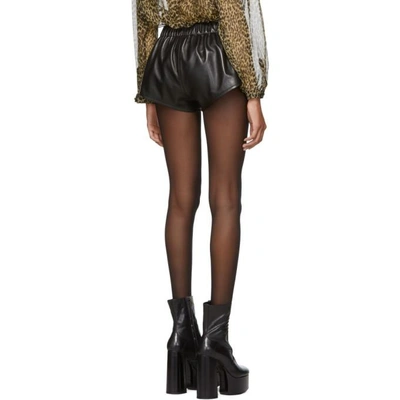 Shop Saint Laurent Black Leather Mini Shorts In 1000 Black