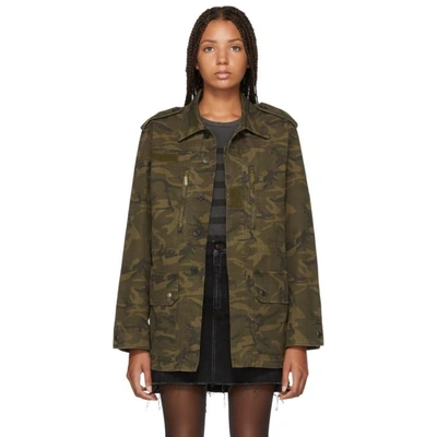 Shop Saint Laurent Khaki Camo Four-pocket Parka In 3253 Khaki