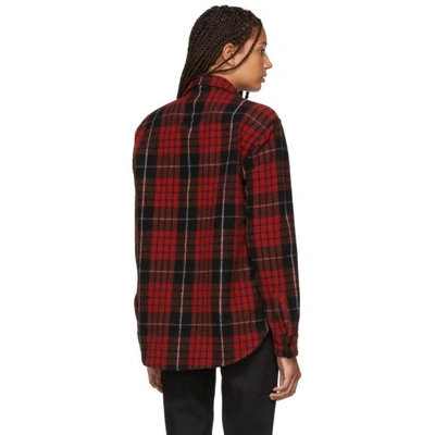 Shop Saint Laurent Red And Black Brushed Flannel Shirt In 6462 Red