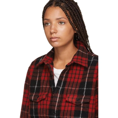 Shop Saint Laurent Red And Black Brushed Flannel Shirt In 6462 Red