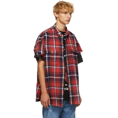 Shop R13 Red Cut-off Shirt In Red/blue