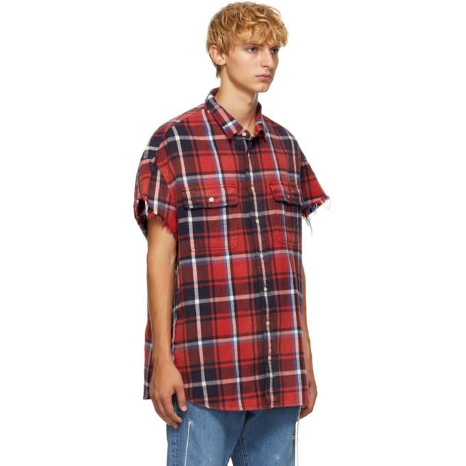 R13 Oversize Cut Off Flannel Shirt In Red/blue | ModeSens
