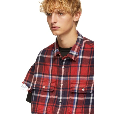 Shop R13 Red Cut-off Shirt In Red/blue