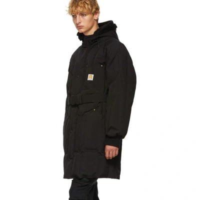 Shop R13 Black Sherpa Hood Down Jacket