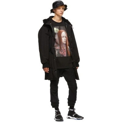 Shop R13 Black Sherpa Hood Down Jacket