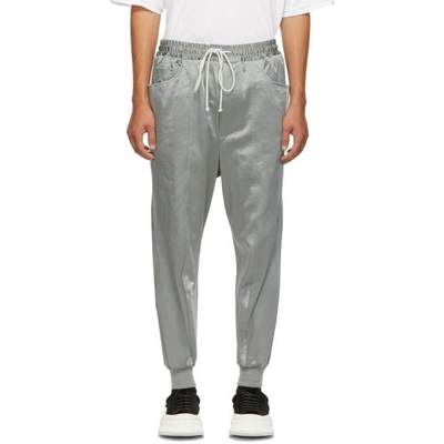 Shop Song For The Mute Grey Panelled Lounge Pants In Duck Egg