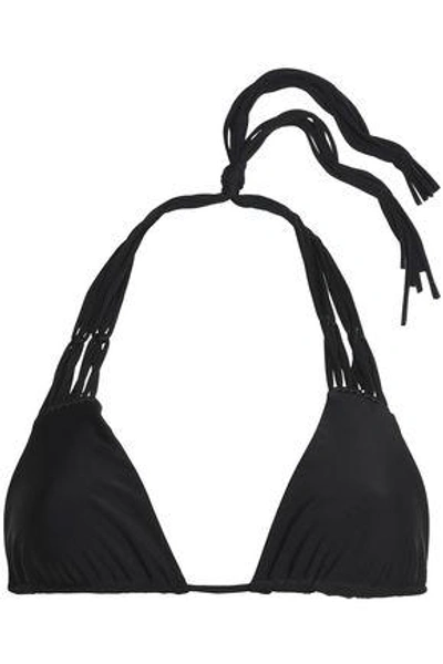 Shop Mikoh Woman Macramé-trimmed Triangle Bikini Top Black