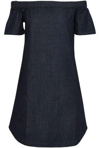 Shop 3x1 Woman Off-the-shoulder Denim Mini Dress Dark Denim