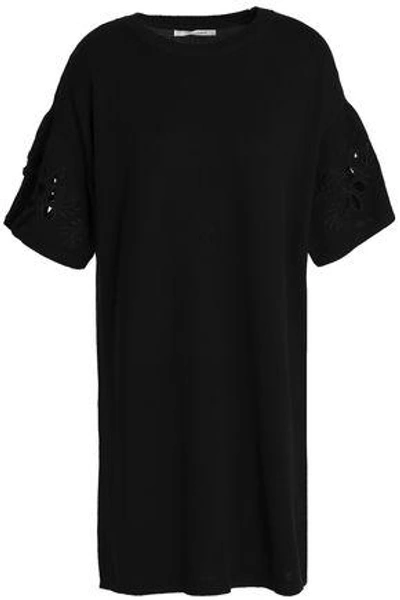 Shop Chinti & Parker Cutout Embroidered Cotton Mini Dress In Black