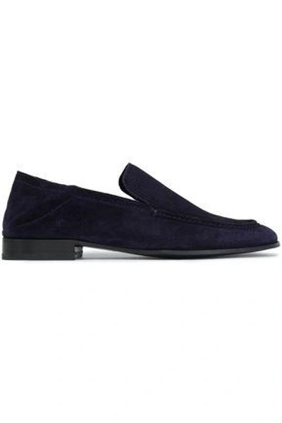 Shop Rag & Bone Woman Ribbed Suede Loafers Navy