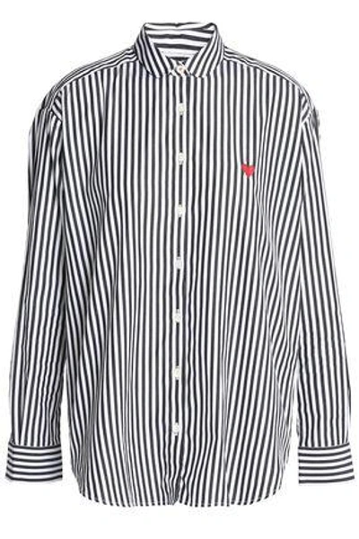 Shop Chinti & Parker Chinti And Parker Woman Striped Cotton-poplin Shirt Navy