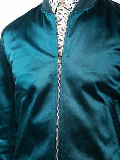 Shop Paul Smith Zipped Bomber Jacket In Blue