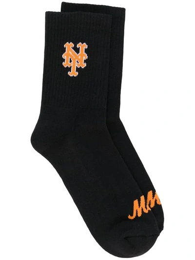 Shop Marcelo Burlon County Of Milan Ny Mets Short Socks In Black