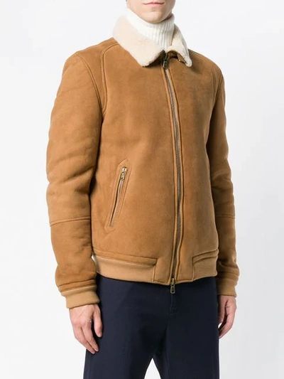 Shop Mauro Grifoni Shearling Lined Jacket - Brown