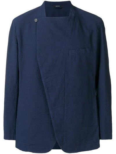 Shop Issey Miyake Double Breasted Blazer In Blue